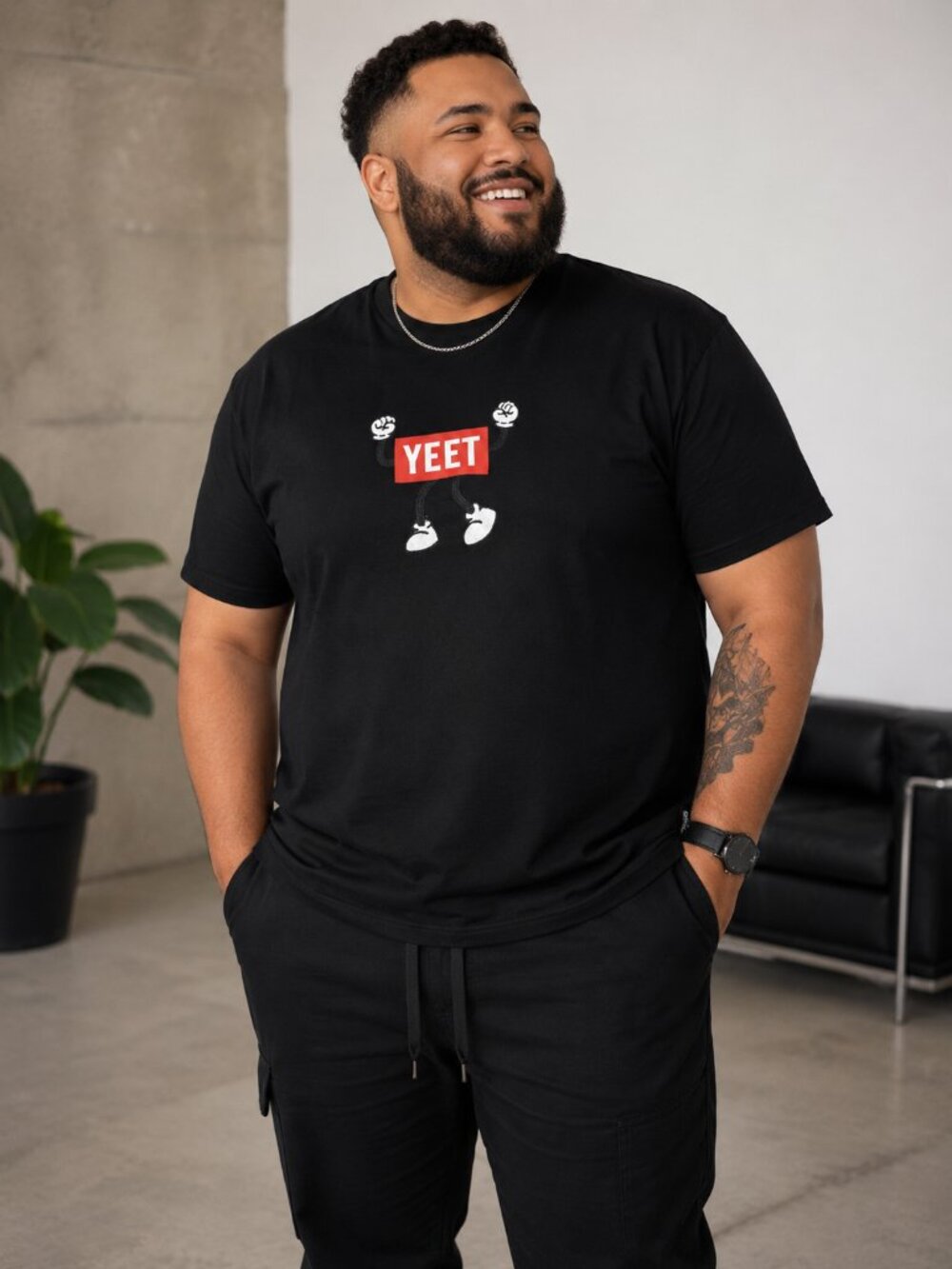 Create 2MRW New Men's Black YEET Tee